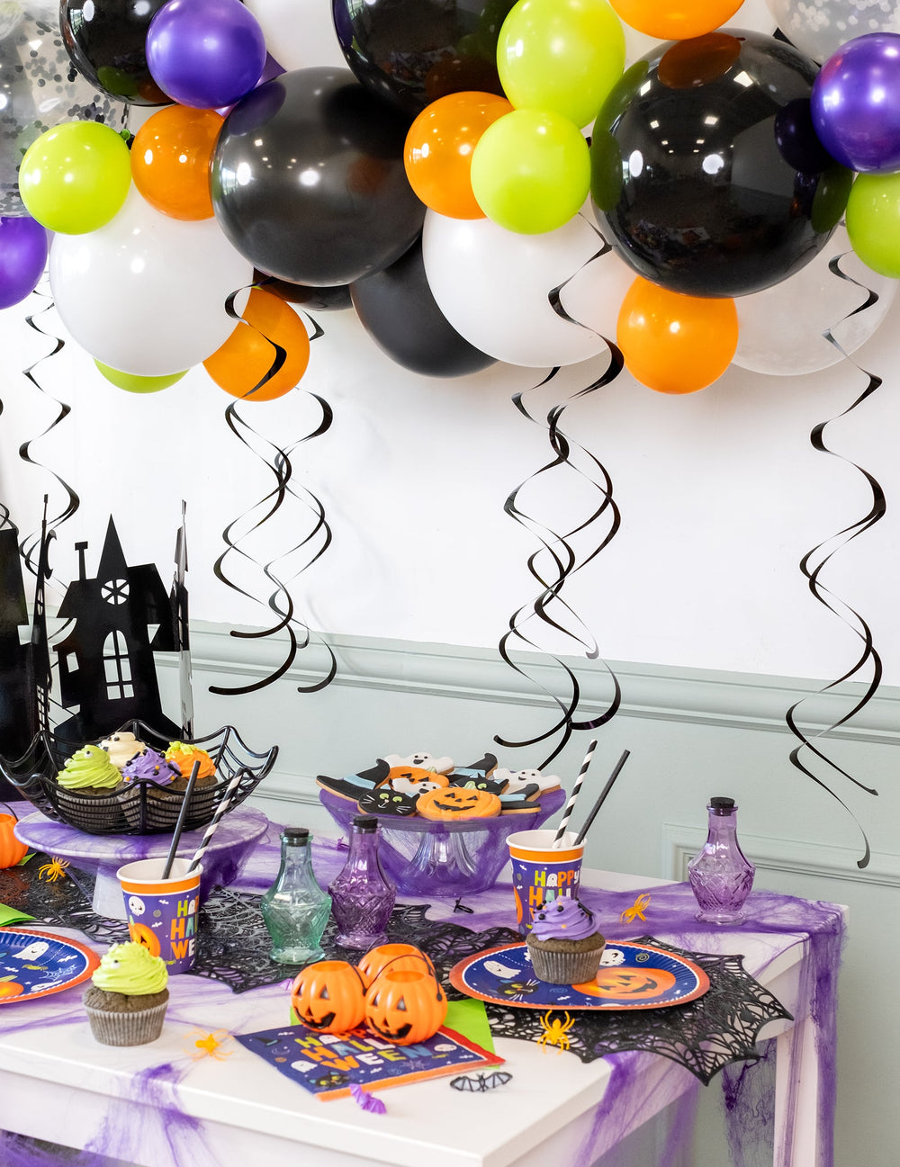 Mise en situation des décorations spirales pour fête