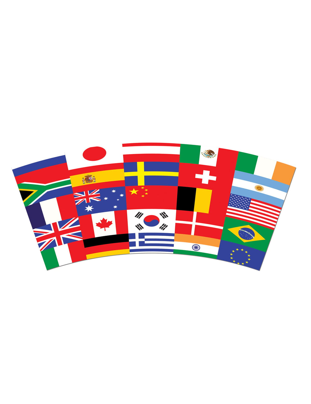 Détail du motif des gobelets en carton drapeaux pays du monde