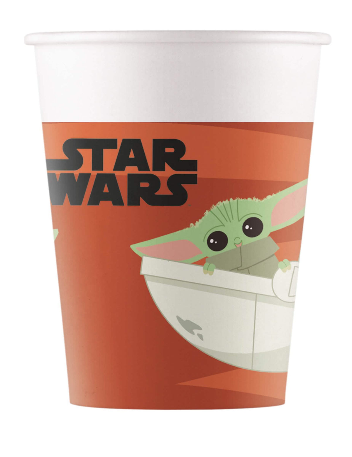 Kartonska čaša beba Yoda The Mandalorian narančasta i bijela
