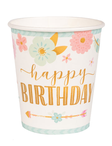 8 kartonskih čaša Boho 250 ml sretan rođendan