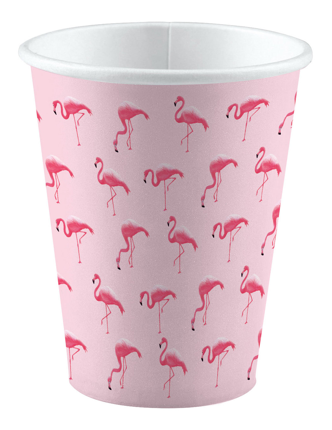 Gobelets en carton flamingo paradise thème hawaï rose à motifs flamants roses