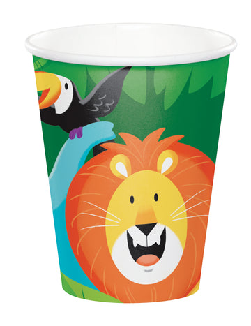 8 gobelets en carton jungle safari 260 ml pour anniversaire