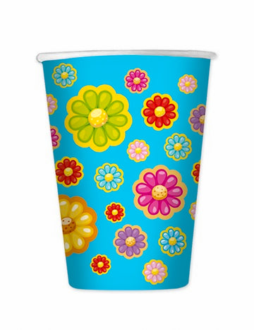 8 kartonskih čaša s uzorkom tratinčica, zapremine 200 ml, plavo cvijeće