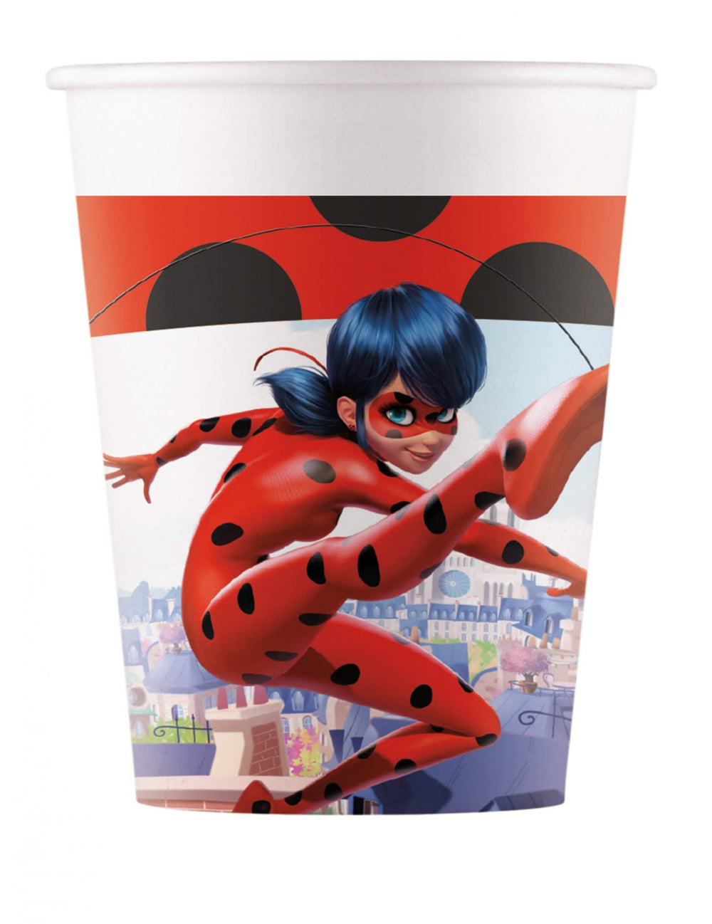 Kartonske čaše Miraculous Ladybug za dijete crvene i crne s ilustracijama