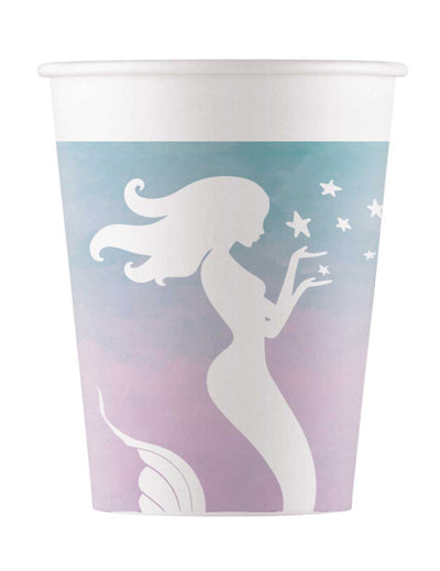 Gobelets en carton sirène élégante pour enfant bleu et rose