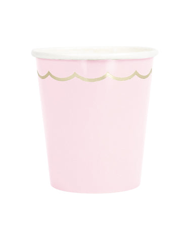 8 kartonskih čaša s nazubljenim uzorkom u pastelno ružičastoj i zlatnoj boji, 200 ml