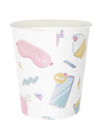 8 čašica za pidžama zabavu, 200 ml, s djevojačkim uzorcima