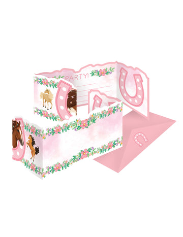 8 pozivnica s kuvertama, slatki dizajn konja, djevojčin rođendan