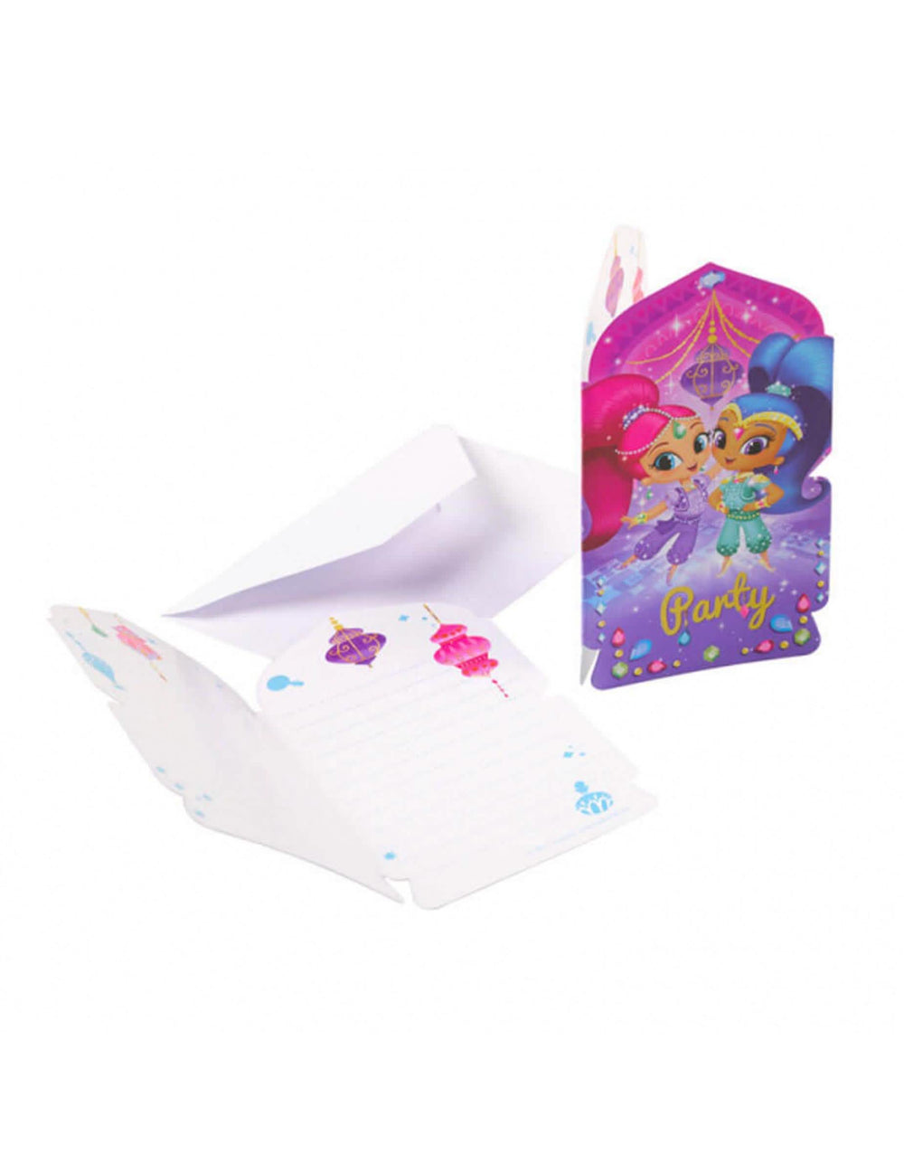 Pozivnice i omotnice Shimmer i Shine za dijete ljubičaste i ružičaste