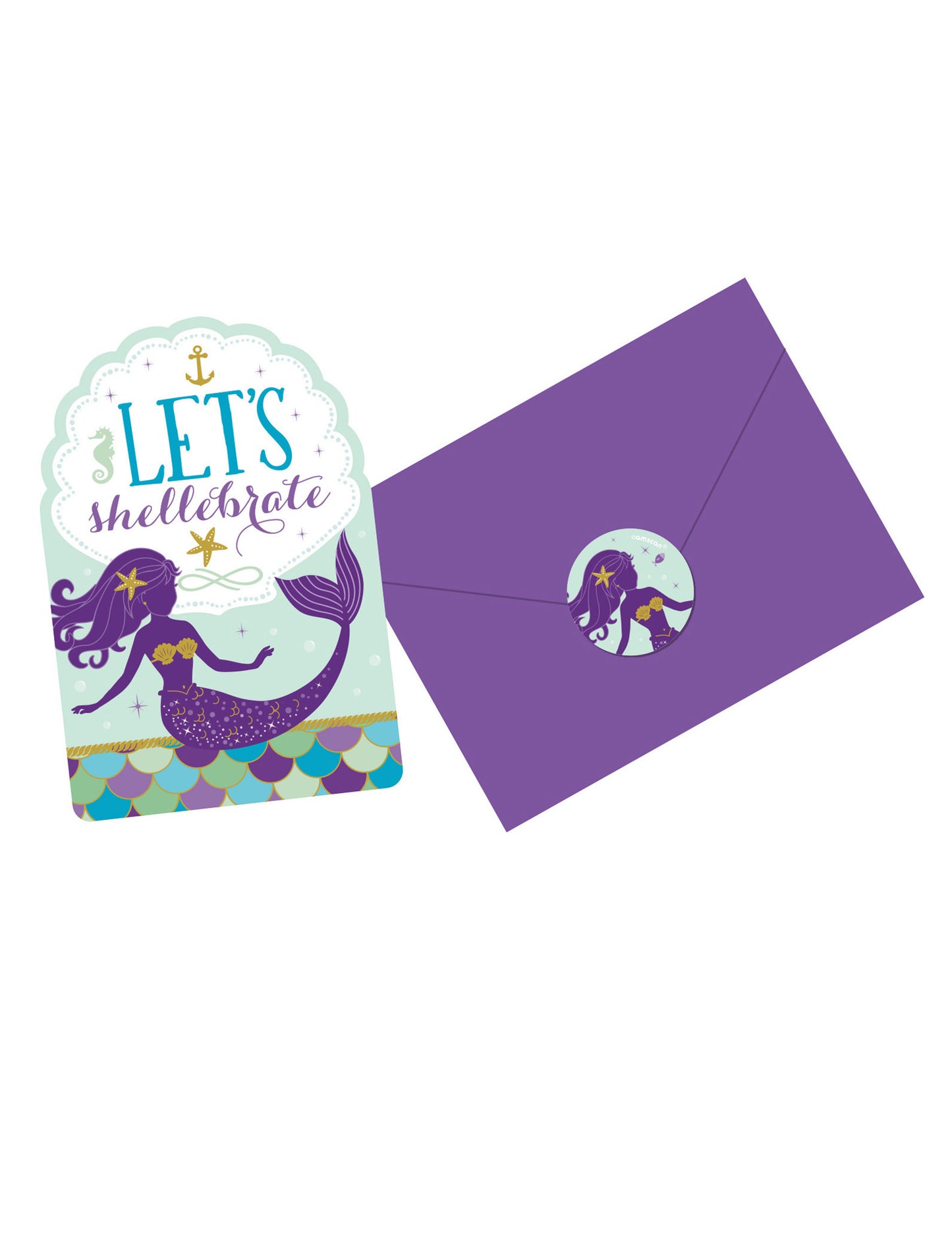 8 Pozivnice i omotnice + Sirène Dreams naljepnice 10 x 15 cm