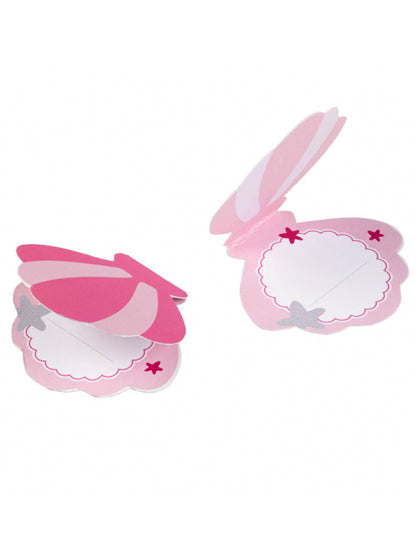 Marque-places sirène coquillage pour fête rose en papier