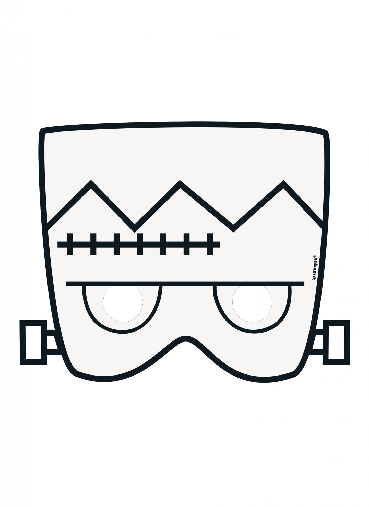 Masque en papier à colorier Halloween Frankenstein pour enfant blanc