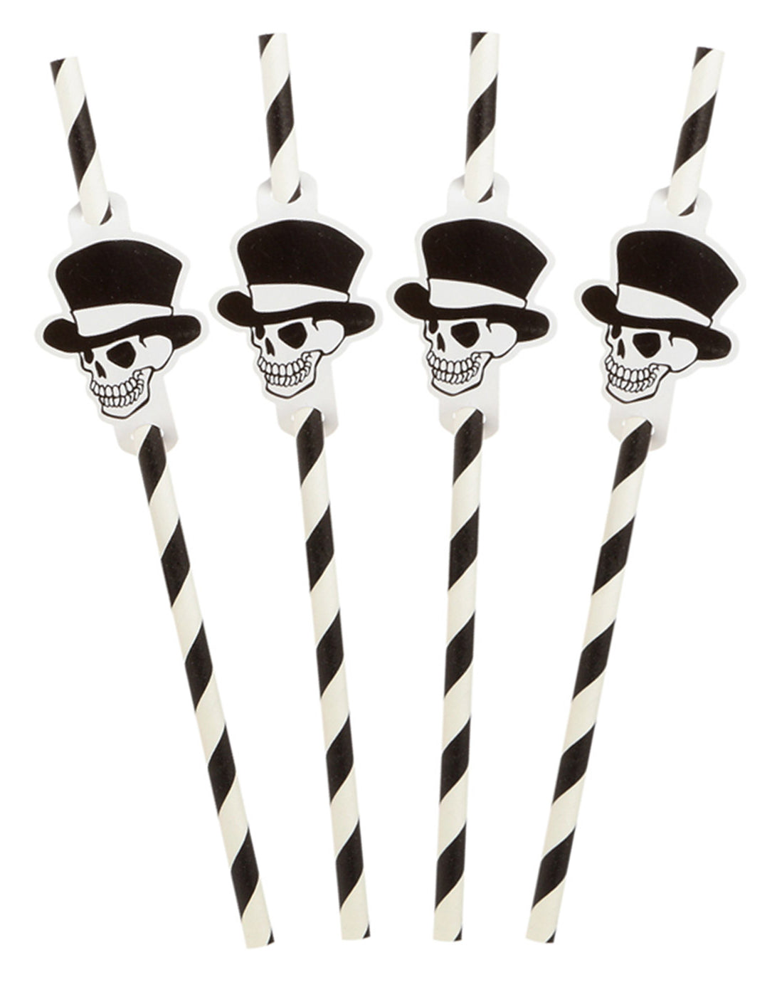 Pailles rayées squelette Halloween pour fête noir et blanc