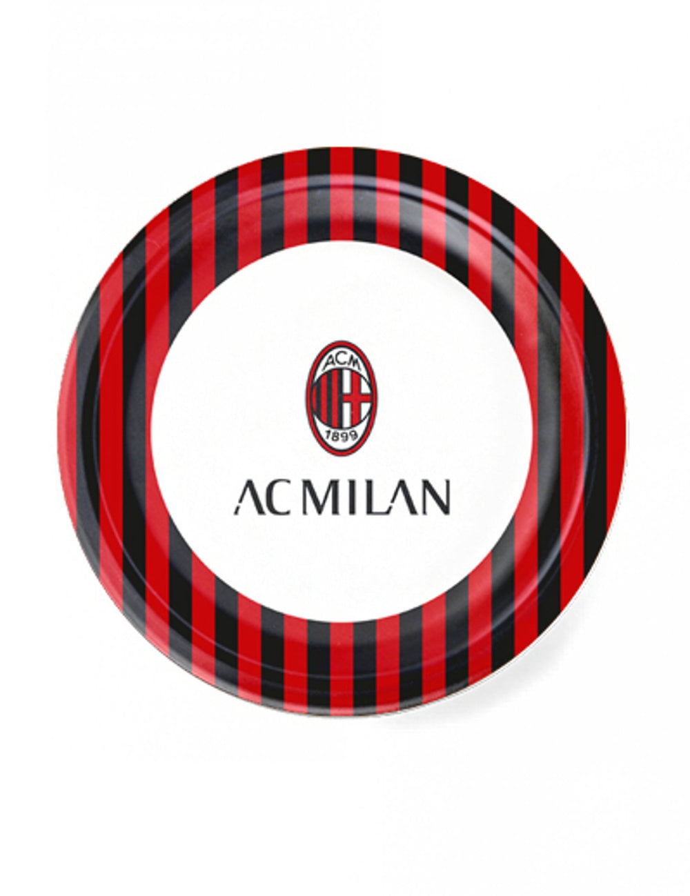 Assiettes en carton AC Milan pour anniversaire rouge et noir à rayures