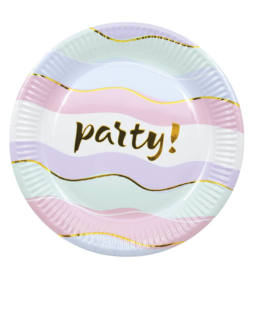 papirnati tanjuri Elegant Party za pastelnu zabavu s valovima u zlatnoj boji