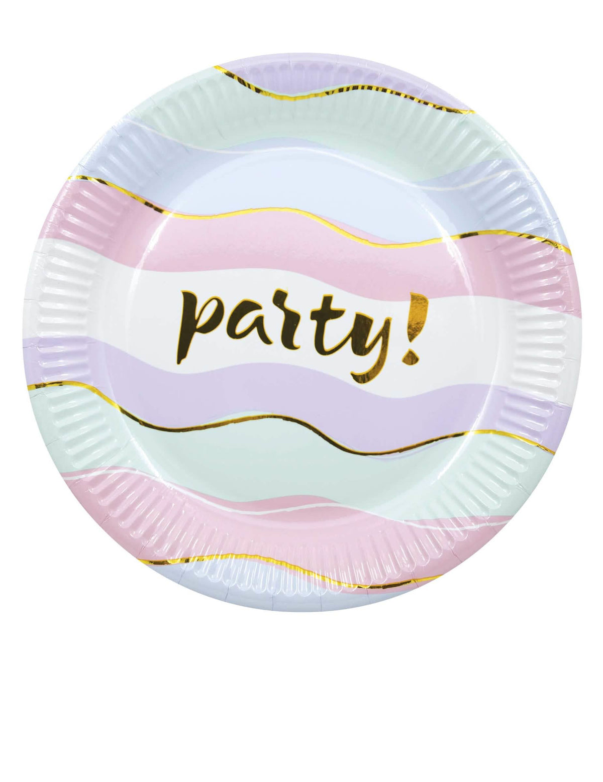papirnati tanjuri Elegant Party za pastelnu zabavu s valovima u zlatnoj boji