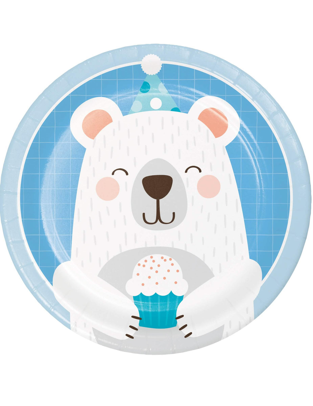 Kartonski tanjuri mali bijeli medvjedi za rođendan plava za užinu s motivom medvjedi i cupcake