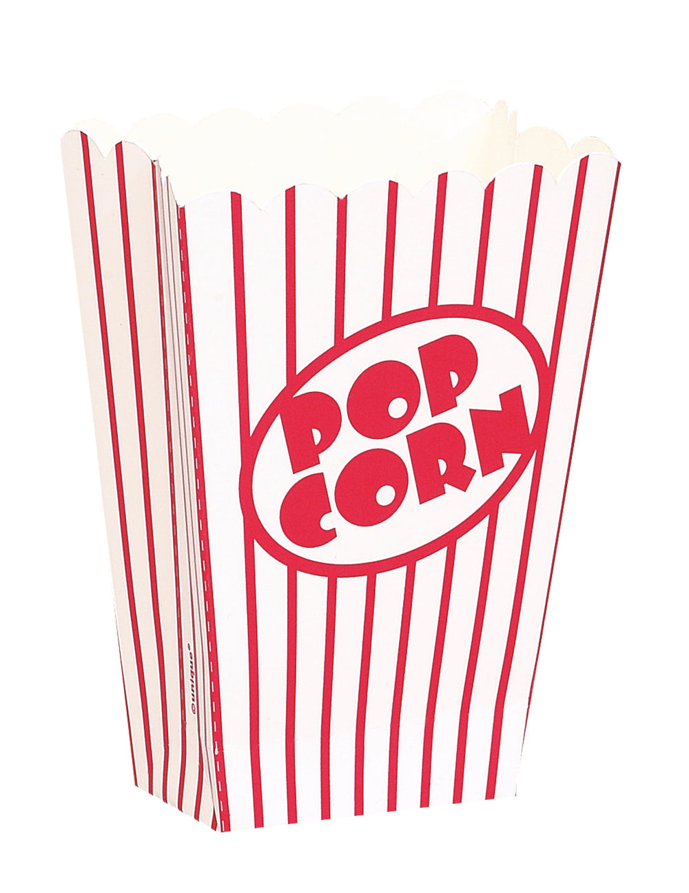 Boîtes à popcorn rayées pour fête blanches et rouges en carton