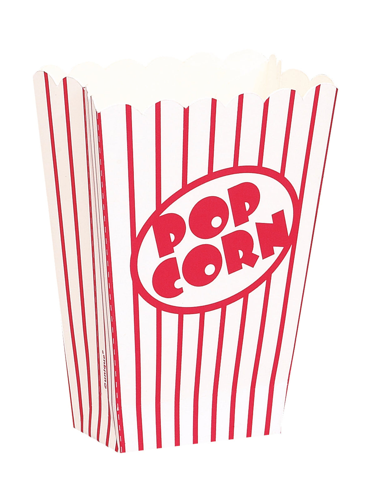 Boîtes à popcorn rayées pour fête blanches et rouges en carton