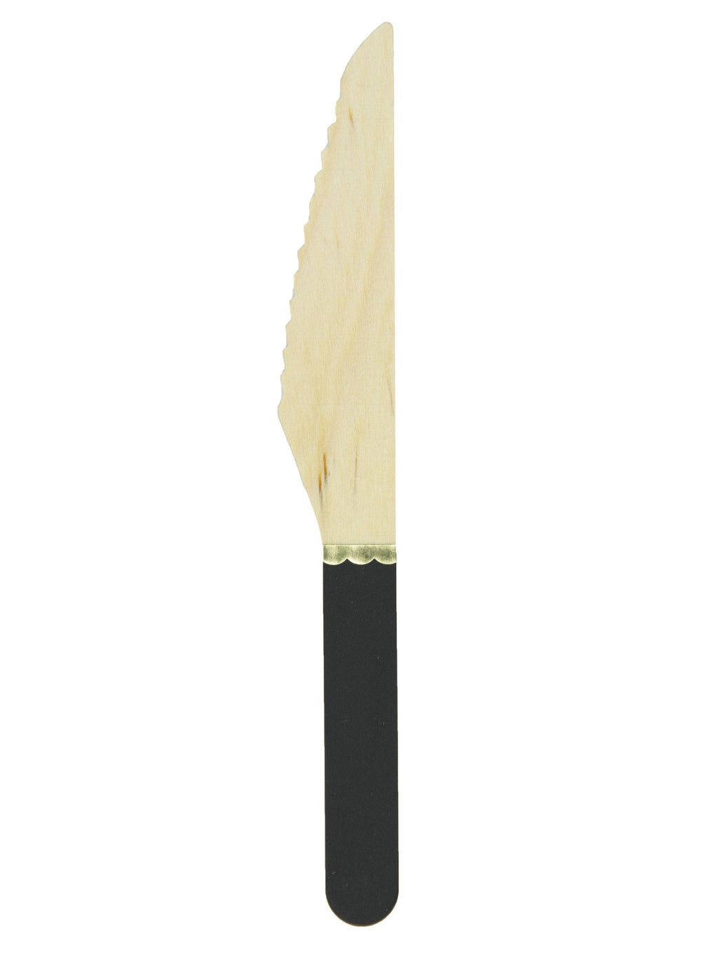 Petits couteaux en bois pour fête noirs avec liseré doré