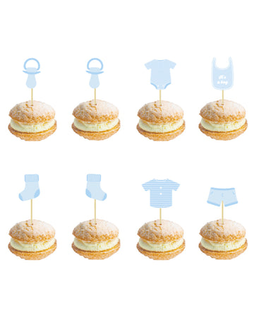 8 plavih drvenih trzalica 10 cm za baby shower