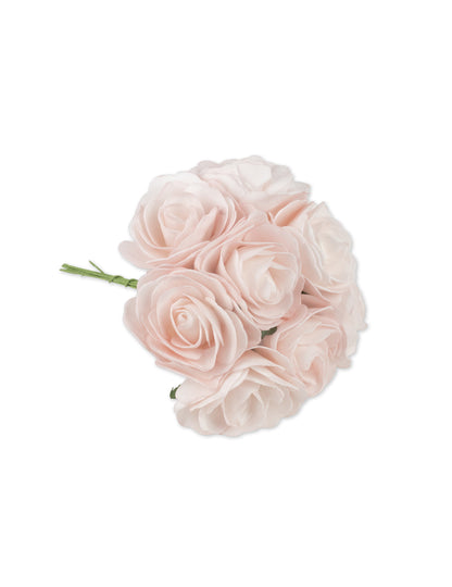 8 ruža na stabljikama u ružičastoj pjeni, 8 x 15 cm za vjenčanje