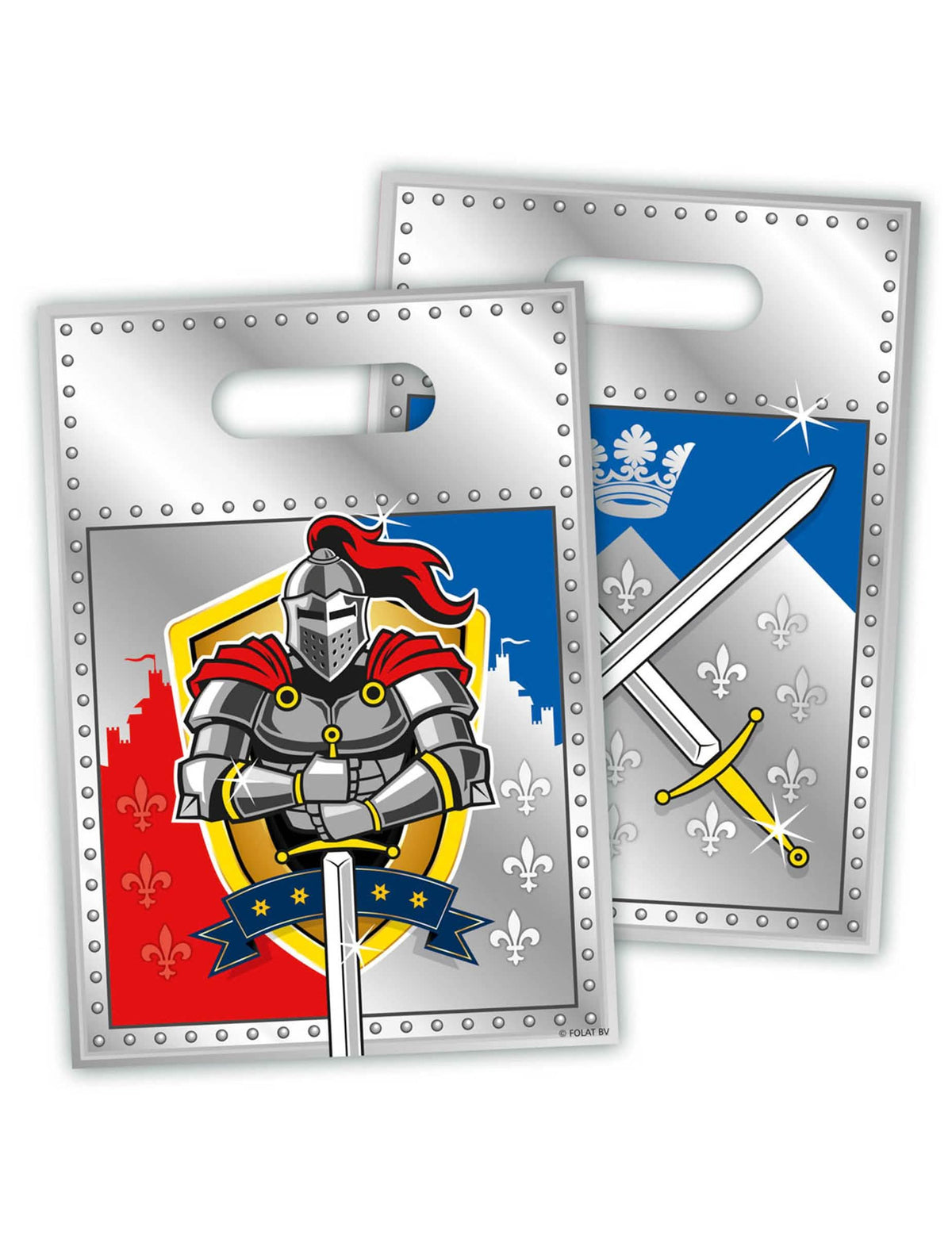 Vrećice za zabave vitezovi siva i plava s motivom oklopa i mača