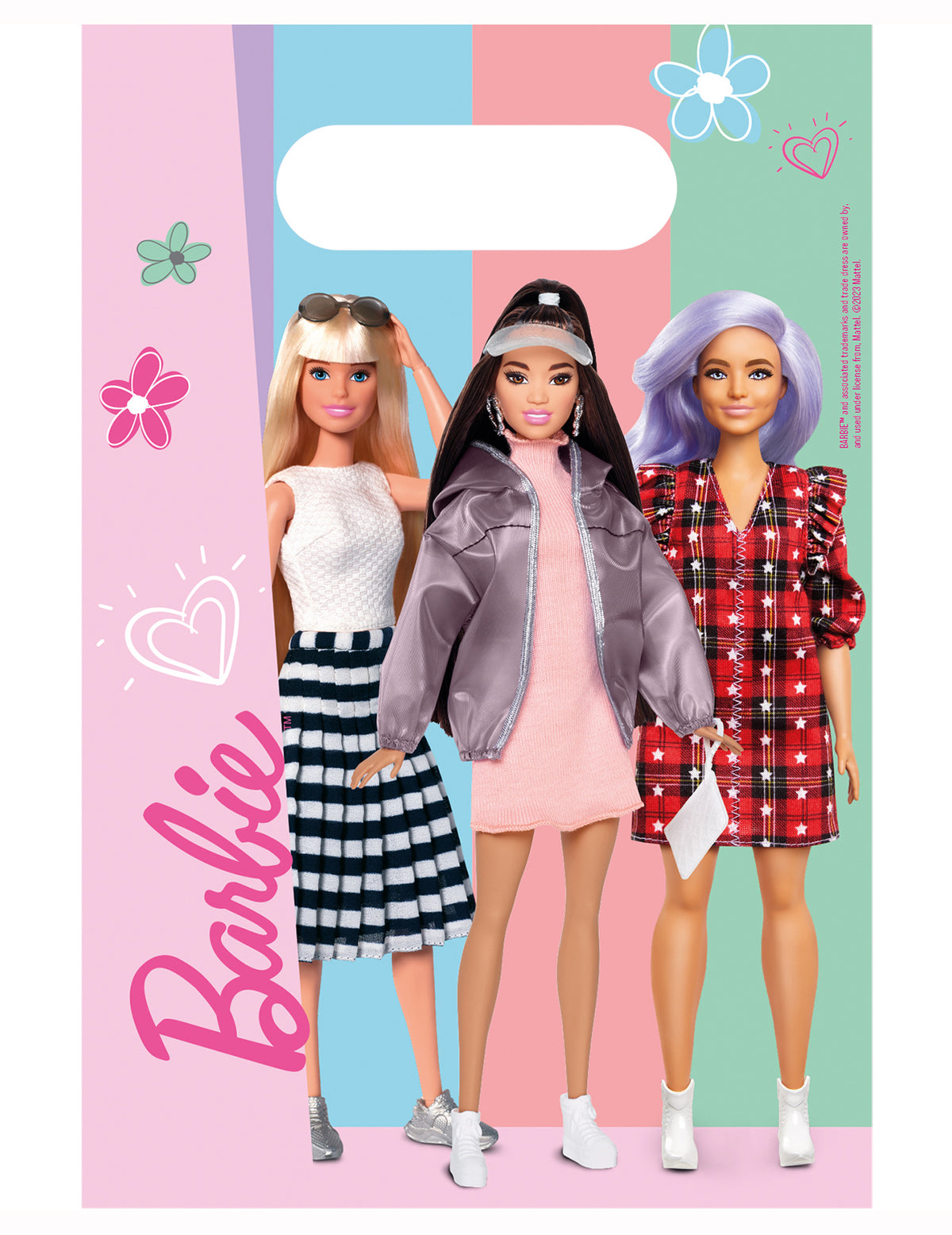 Sacs cadeaux Barbie Sweet Life pour enfants rose bleu et vert avec trois poupées Barbie
