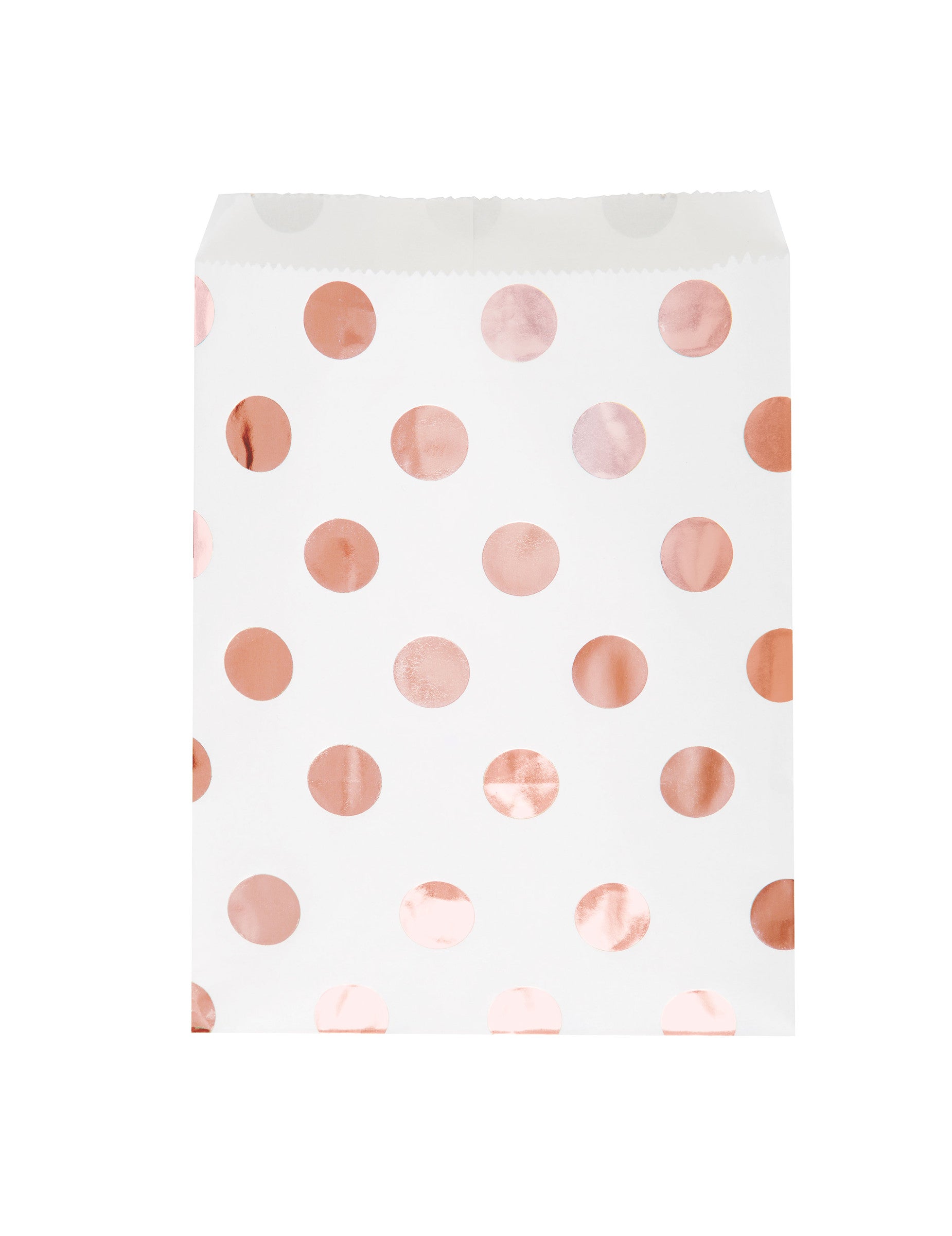 Sacs cadeaux en papier à pois pour bonbons blancs et rose gold