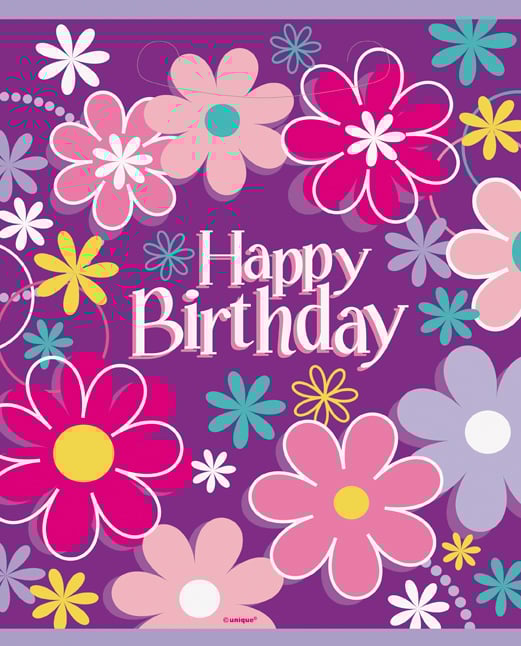 8 party vrećica happy birthday cvijeće 18 x 23 cm za poklone 