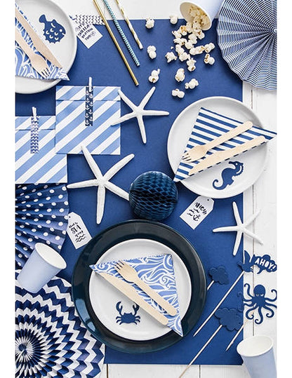 9 tamnoplavih ukrasa za torte na štapićima, 9,5 do 22,5 cm cm morski motivi