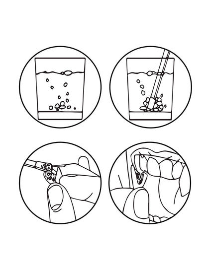 Instructions illustrées de pose de l'adhésif thermoplastique pour dents de vampire