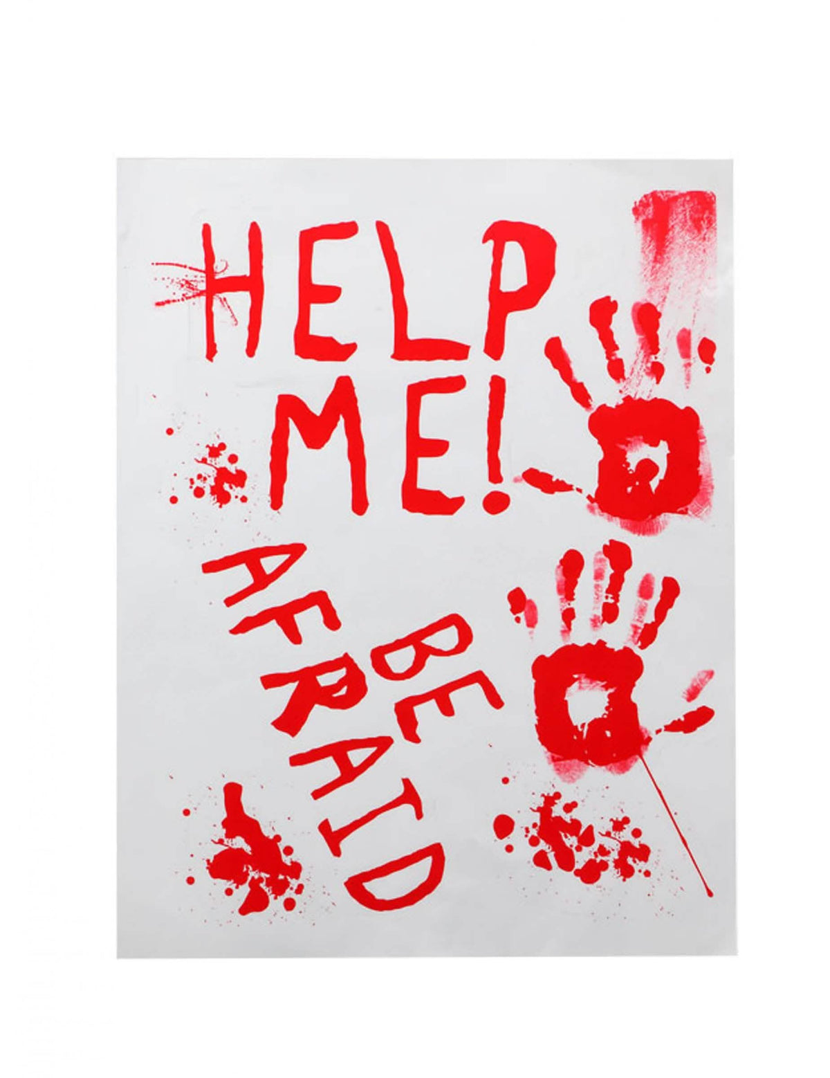 Krvavi plakat help me za halloween bijela i crvena s otiscima ruku