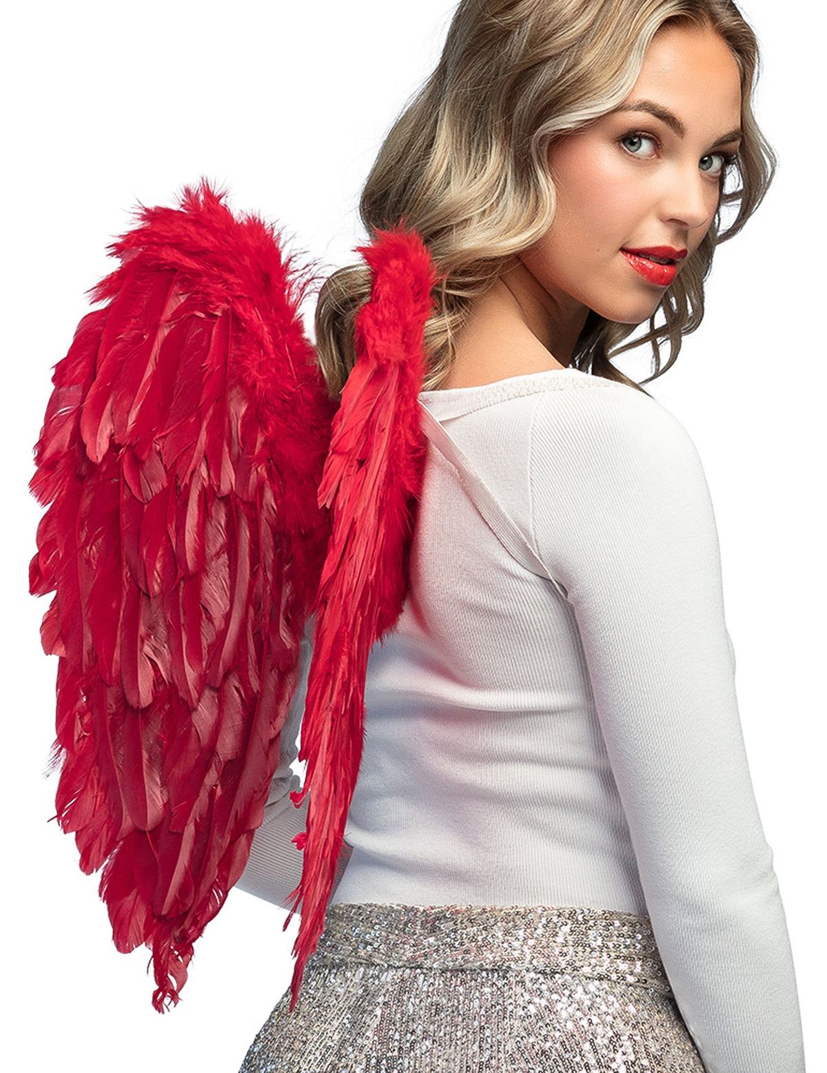 Ailes rouges pour adulte en plumes