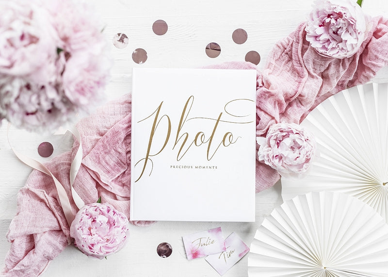 Bijeli i zlatni foto album, 22 stranice, vjenčanje, 20 x 24,5 cm 