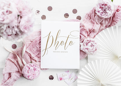 Bijeli i zlatni foto album, 22 stranice, vjenčanje, 20 x 24,5 cm 