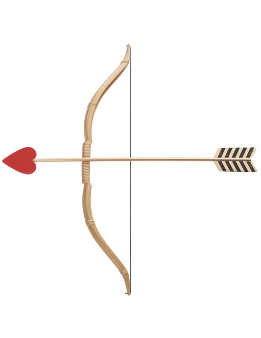 Arc et flèche de Cupidon de la Saint Valentin pour adulte doré avec cœur rouge