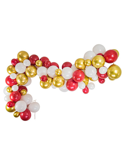 Tradicionalni šik luk, 80 crvenih, bijelih i zlatnih balona, božićni komplet