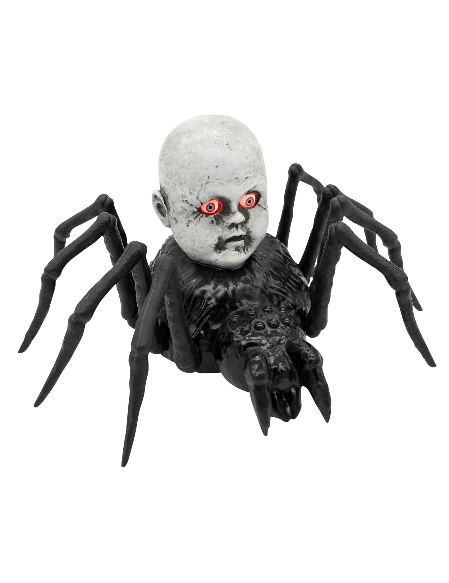Mise en situation de l'araignée avec poupée rampante animée et lumineuse pour Halloween
