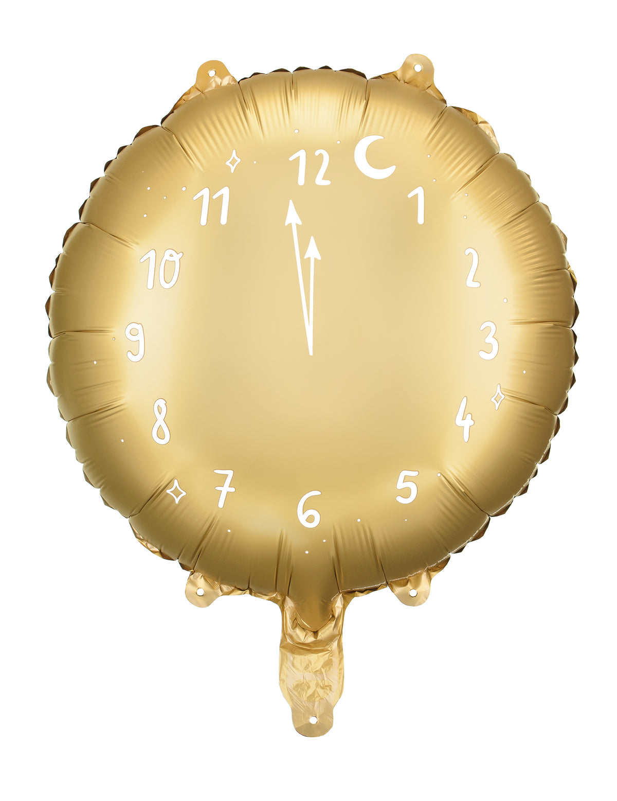 Ballon en aluminium horloge minuit doré avec chiffres blancs