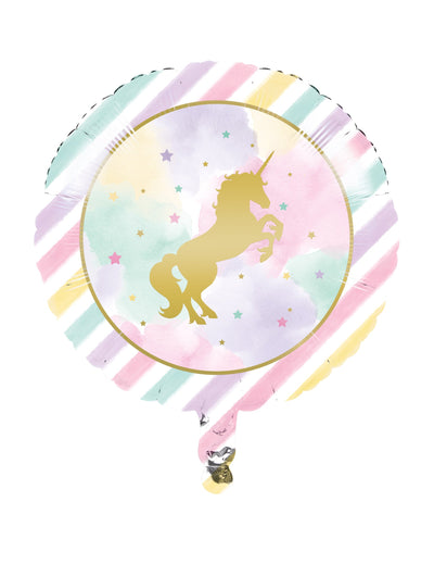 Ballon aluminium licorne pastel et doré