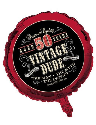 Ballon aluminium anniversaire Vintage 50 ans noir et rouge
