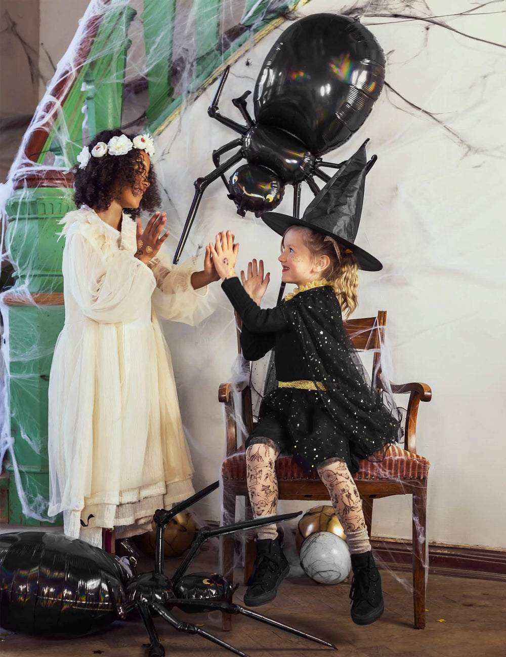 Balon od aluminijske folije pauk za dekoraciju halloweena metalik crna