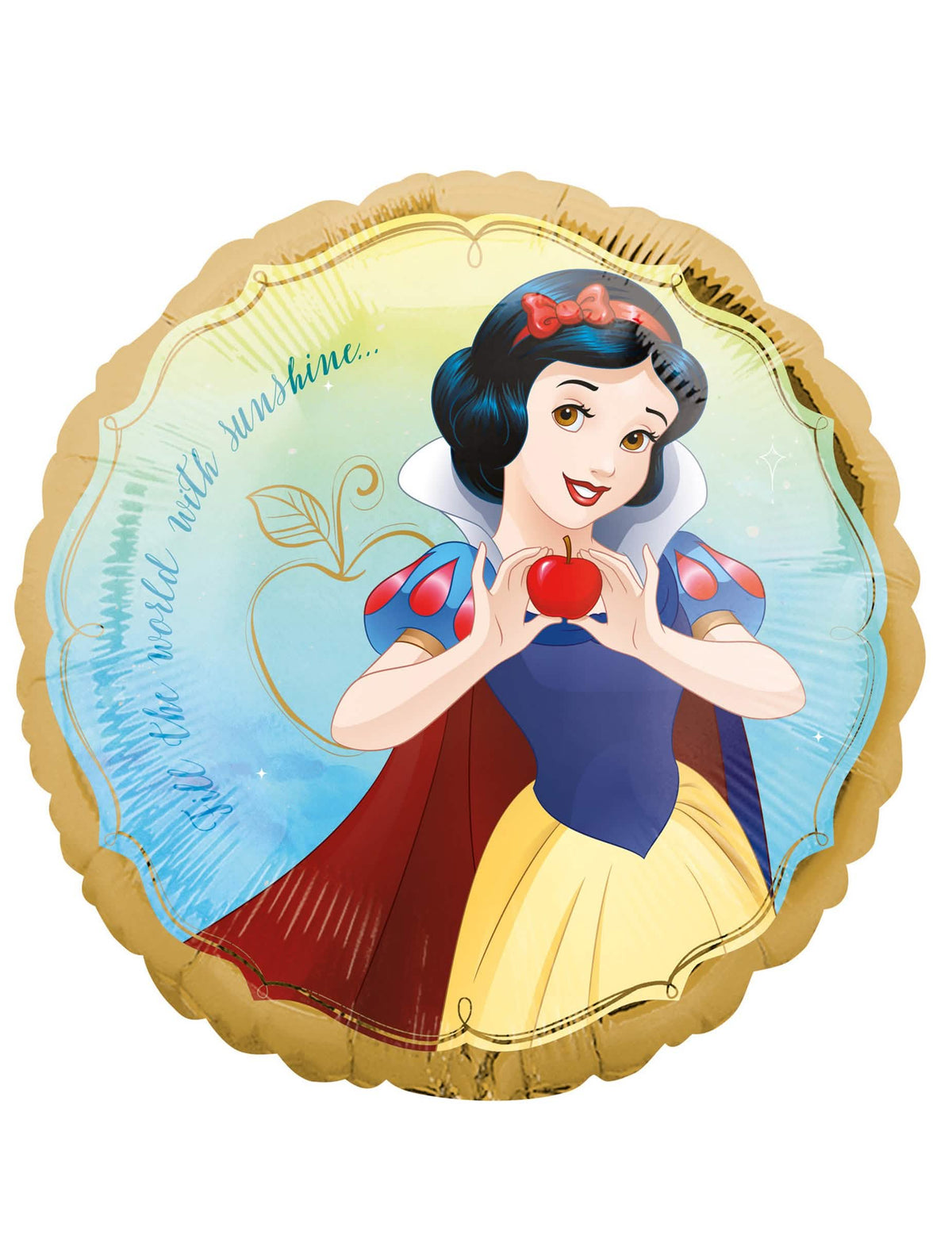 Balon od aluminija Snjeguljica Disney zlatna i plava s crvena jabuka