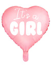 Mise en situation décorative du ballon aluminium cœur it's a girl pour baby shower