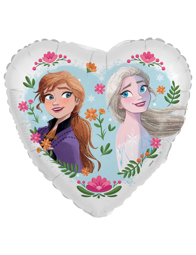 Balon od aluminija Srce Elsa i Anna Zaleđeno Kraljevstvo bijela s cvjetnim motivima