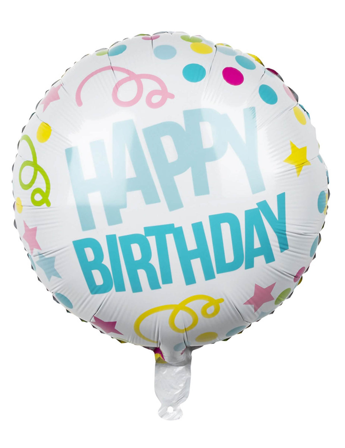 Balon od aluminija konfeti Happy Birthday za rođendan bijela s šarenim uzorcima