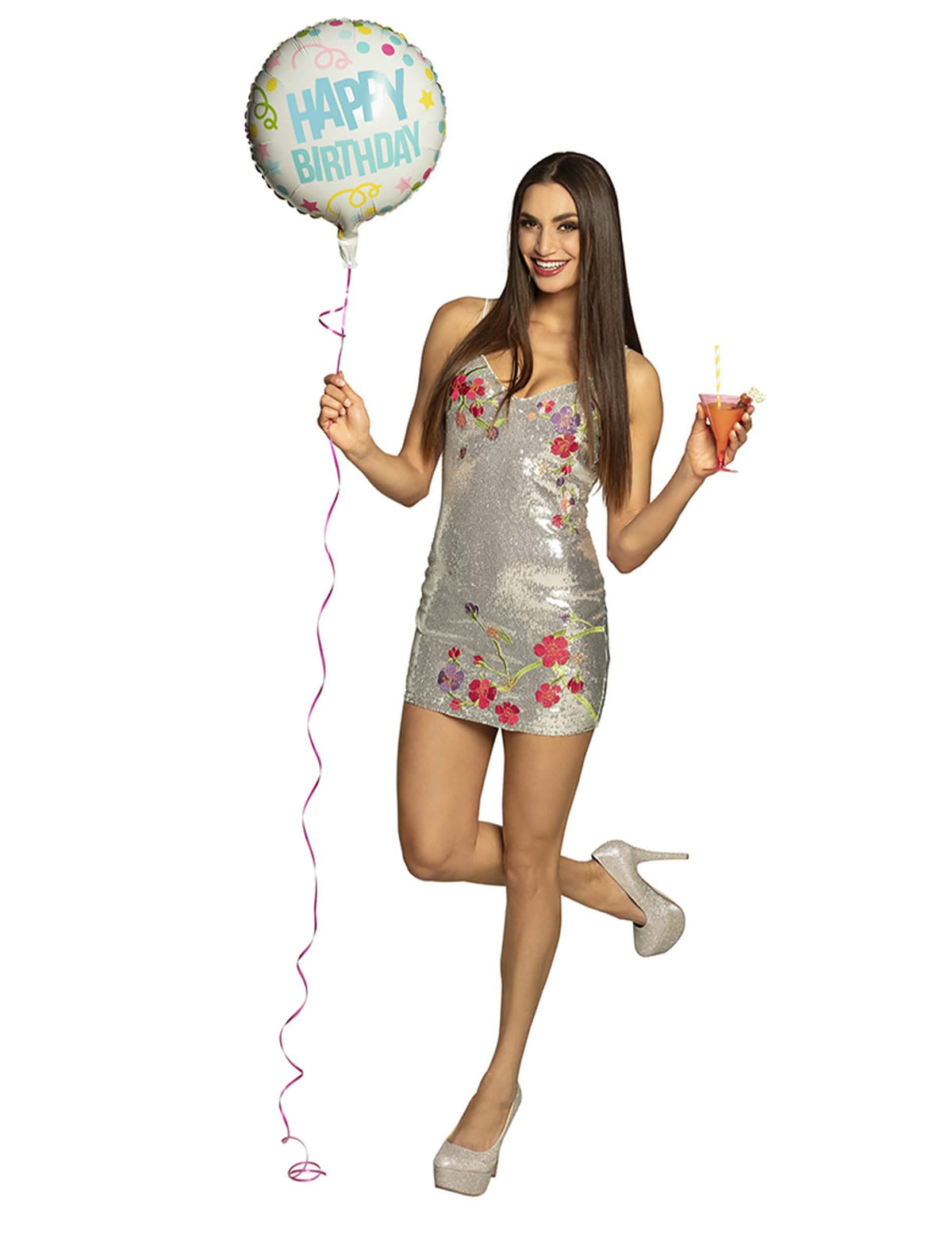 Prikaz aluminijskog balona konfeti Happy Birthday