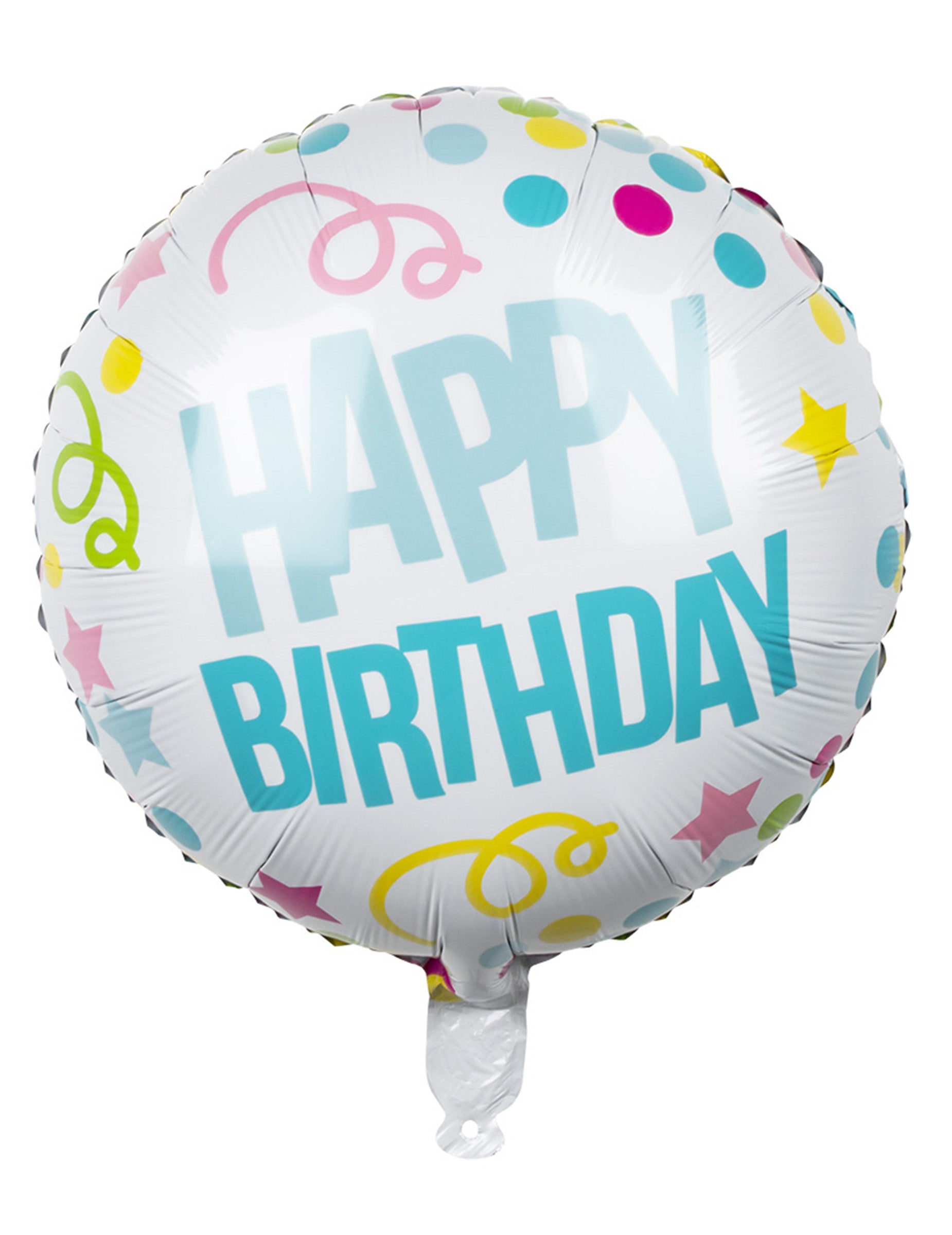 Ballon aluminium Confettis Happy Birthday pour anniversaire blanc et multicolore