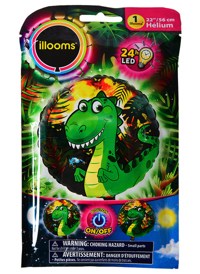 Balon od aluminija s LED diodama u obliku dinosaura za djecu, zelen s motivom džungle